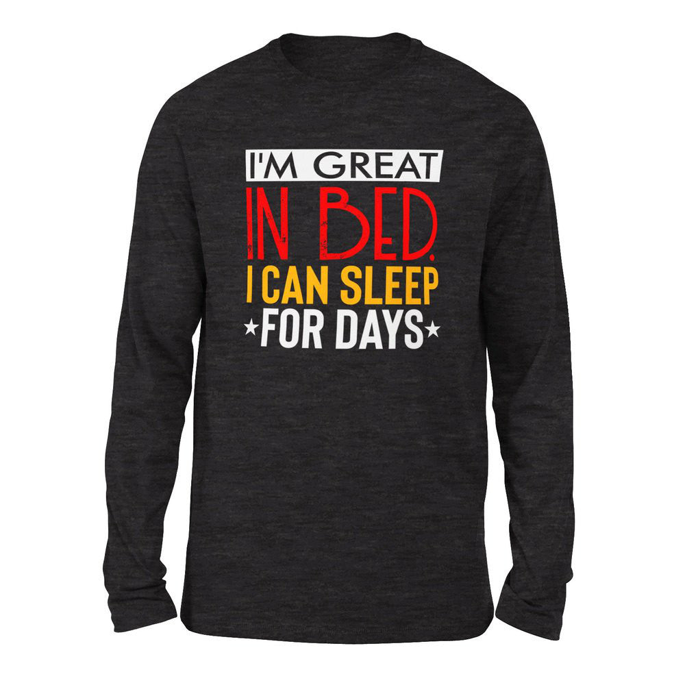 I'm Great In Bed, I Can Sleep For Days Men/Unisex Drop Shoulder Sweatshirt in Dark Grey Heather color
