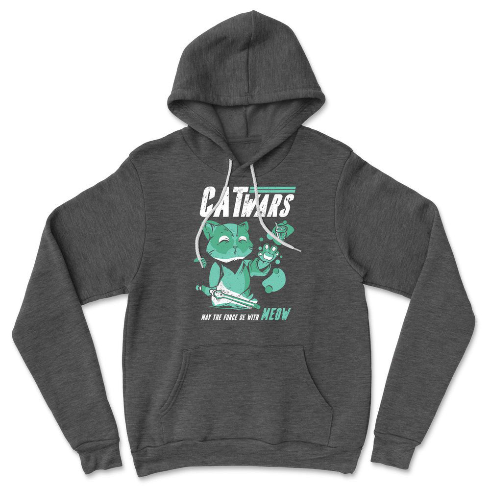 Cat Wars - May The Force Be With Meow Hoodie in Dark Grey Heather color