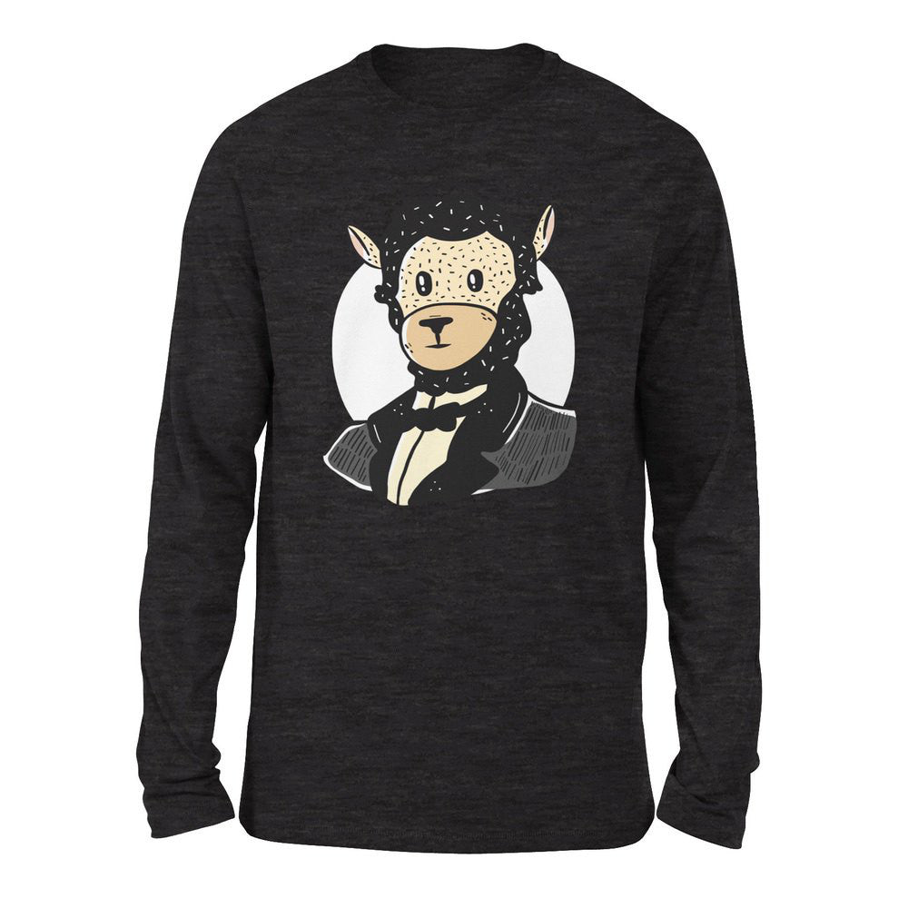 Lincoln Llama Men/Unisex Drop Shoulder Sweatshirt in Dark Grey Heather color
