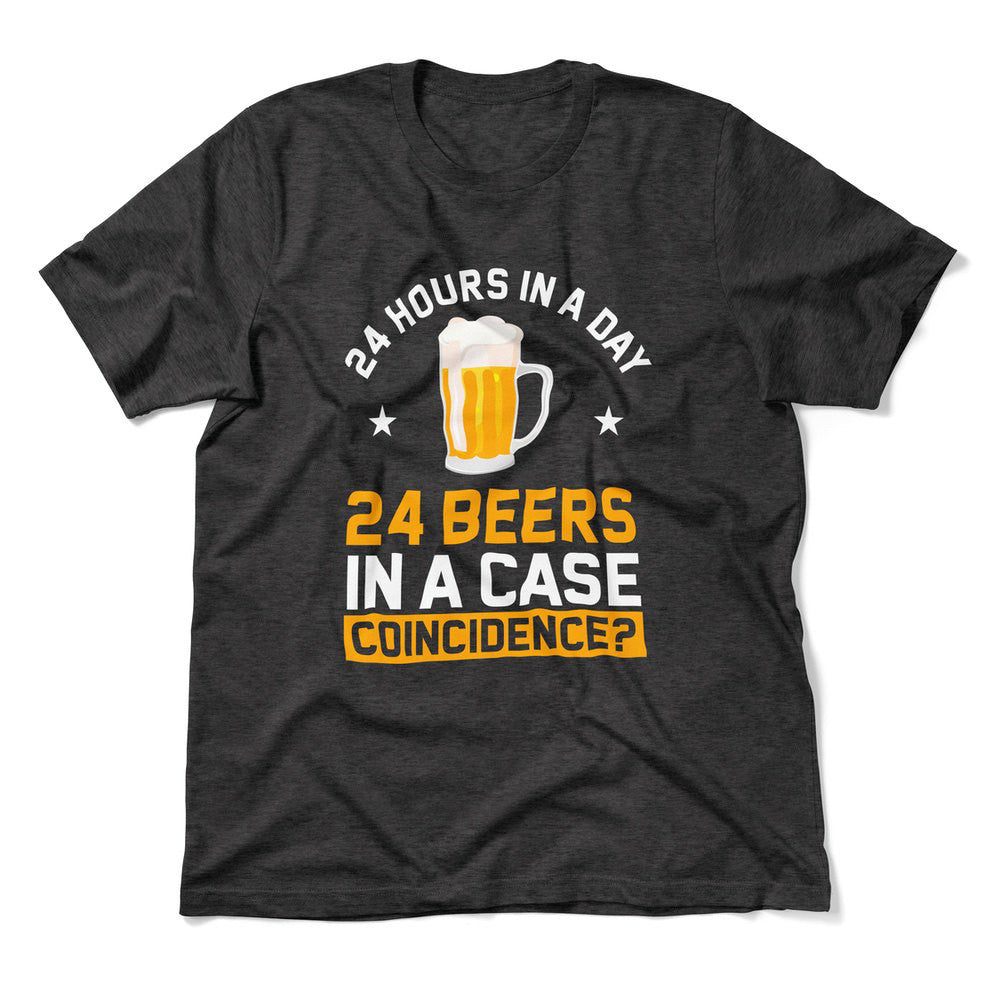 24 Hours In A Day, 24 Beers In A Case. Coincidence Men/Unisex T-Shirt in Dark Grey Heather color
