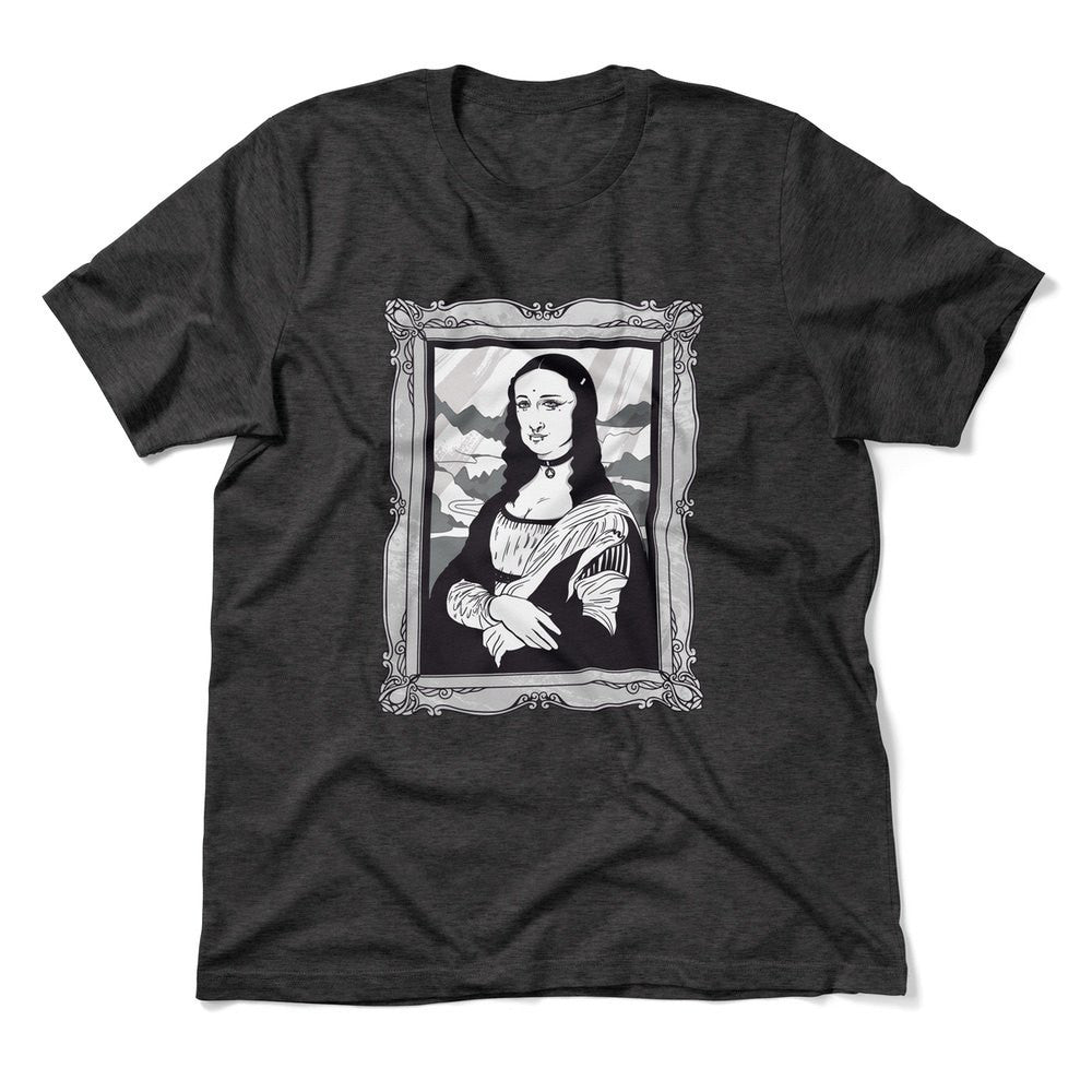 Gothic Monalisa Men/Unisex T-Shirt in Dark Grey Heather color