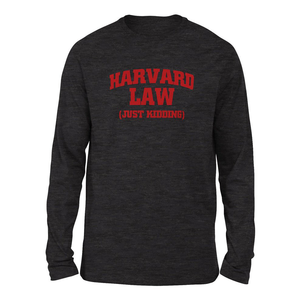 Harvard Law, Just Kidding Men/Unisex Drop Shoulder Sweatshirt in Dark Grey Heather color