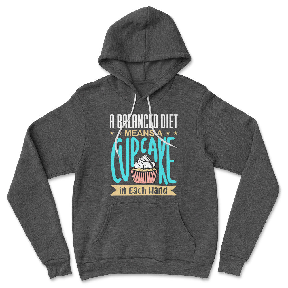 Cupcake - A Balanced Diet Hoodie in Dark Grey Heather color