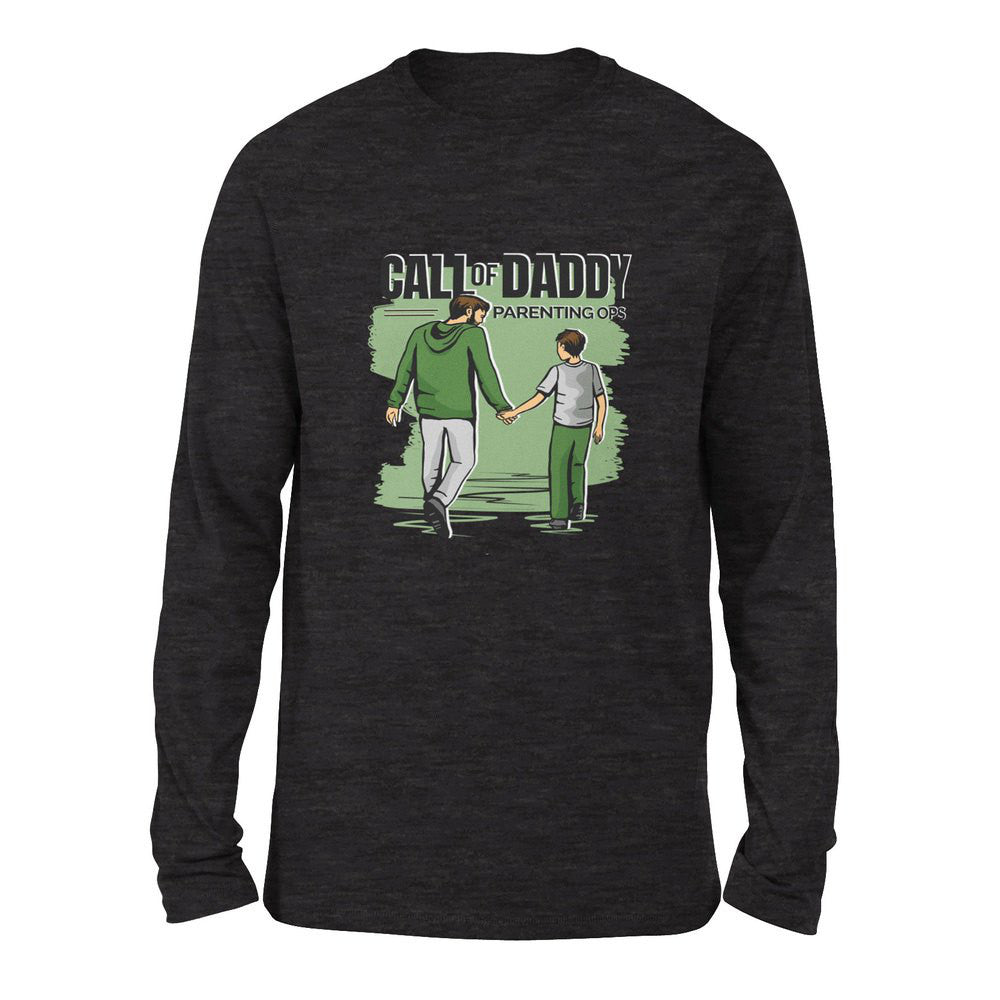 Call Of Daddy Men/Unisex Drop Shoulder Sweatshirt in Dark Grey Heather color