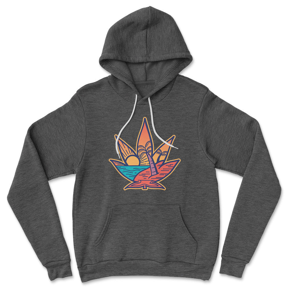 Cannabis Leaf Beach Hoodie in Dark Grey Heather color