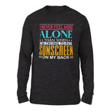 I Never Feel More Alone Than When I'm Trying To Put Sunscreen On My Back Men/Unisex Drop Shoulder Sweatshirt in Dark Grey Heather color