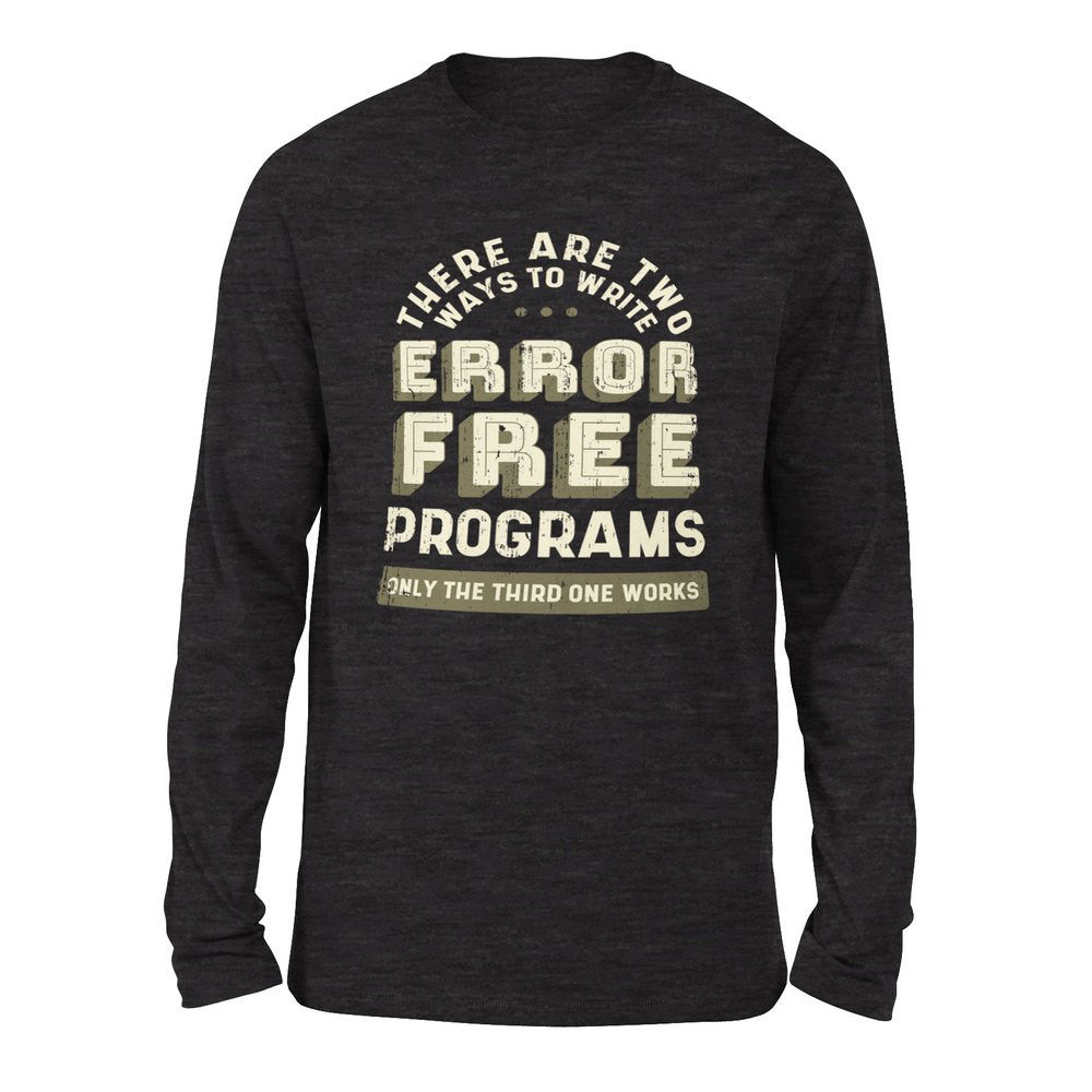 How Many Ways To Write Error Free Programs Men/Unisex Drop Shoulder Sweatshirt in Dark Grey Heather color