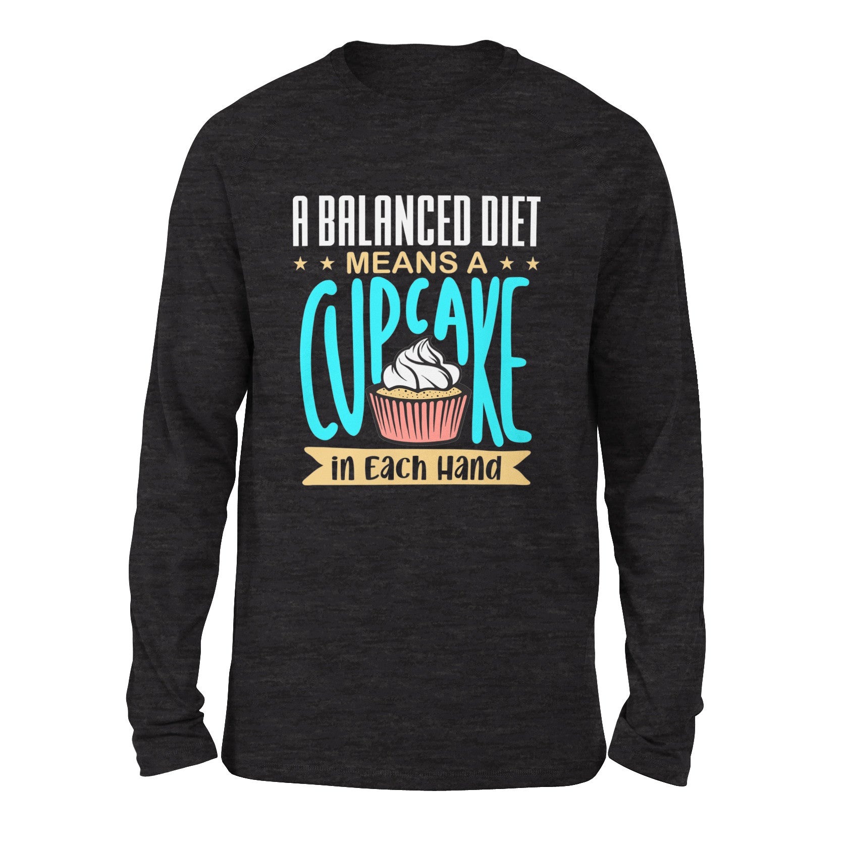 Cupcake - A Balanced Diet Men/Unisex Drop Shoulder Sweatshirt in Dark Grey Heather color