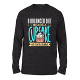 Cupcake - A Balanced Diet Men/Unisex Drop Shoulder Sweatshirt in Dark Grey Heather color