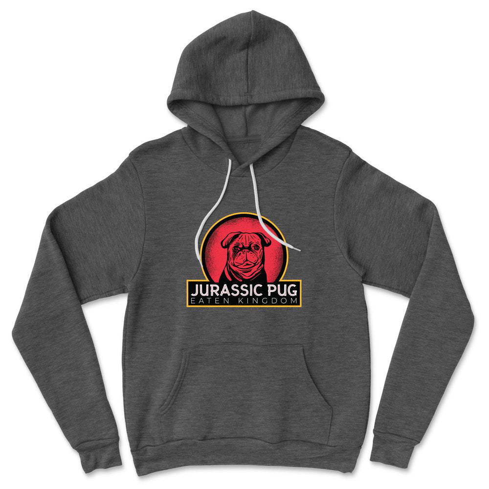 Jurassic Pug Hoodie in Dark Grey Heather color