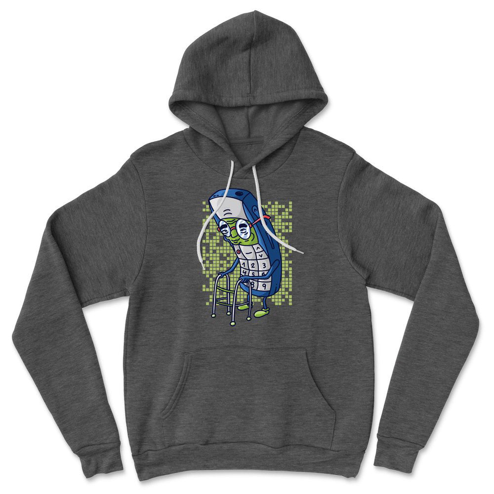 Old Nokia Cellphone Hoodie in Dark Grey Heather color