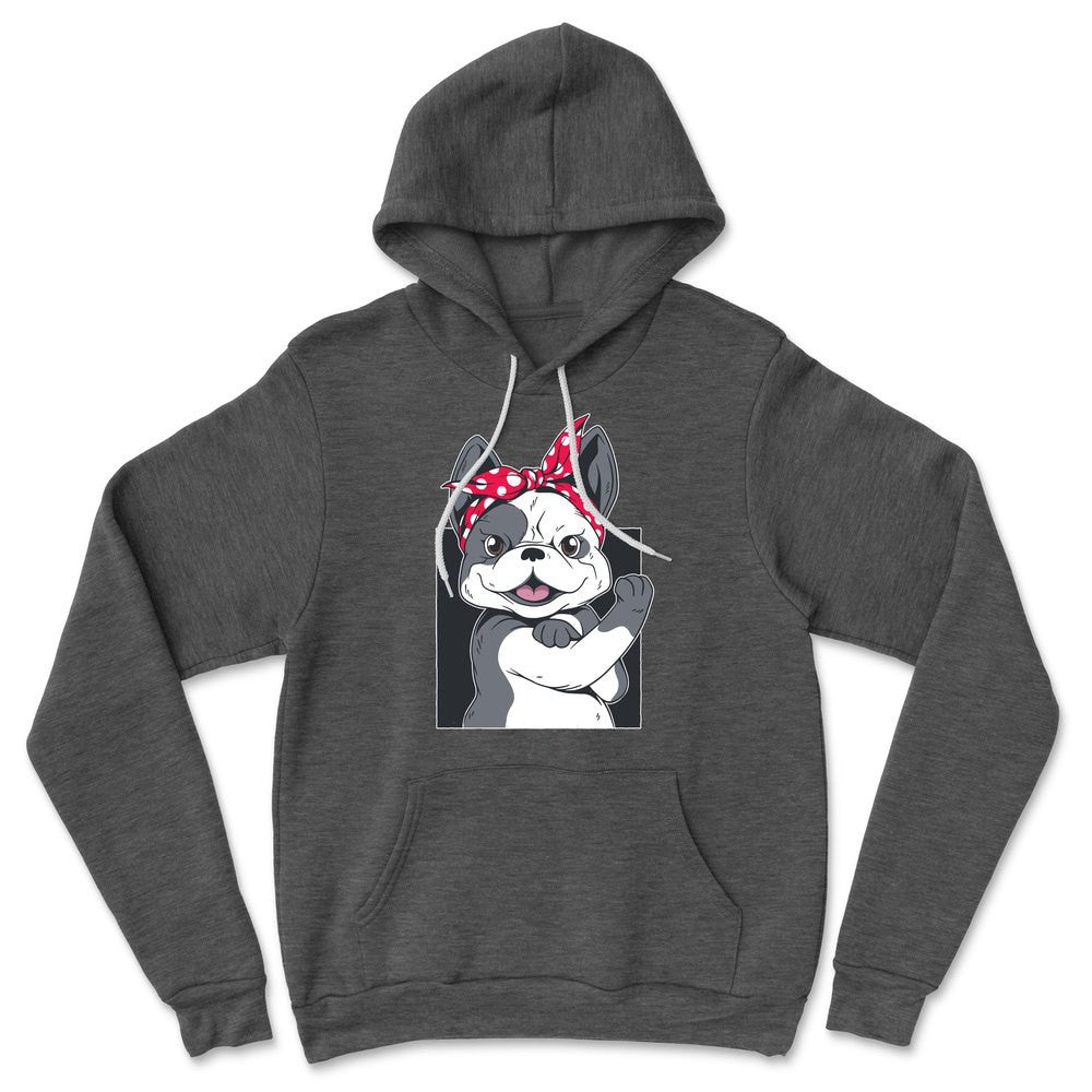 French Bulldog Hoodie in Dark Grey Heather color