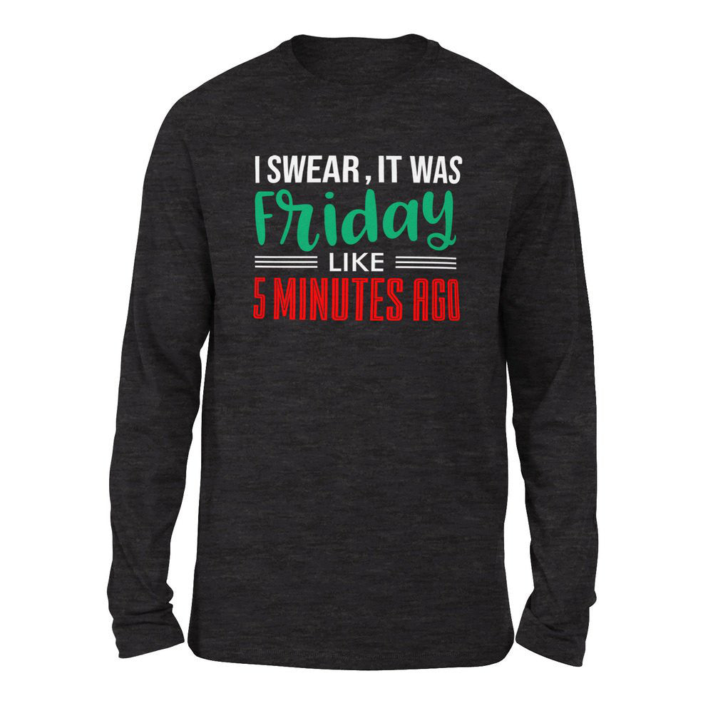 I Swear, It Was Friday Like 5 Minutes Ago Men/Unisex Drop Shoulder Sweatshirt in Dark Grey Heather color