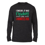 I Swear, It Was Friday Like 5 Minutes Ago Men/Unisex Drop Shoulder Sweatshirt in Dark Grey Heather color