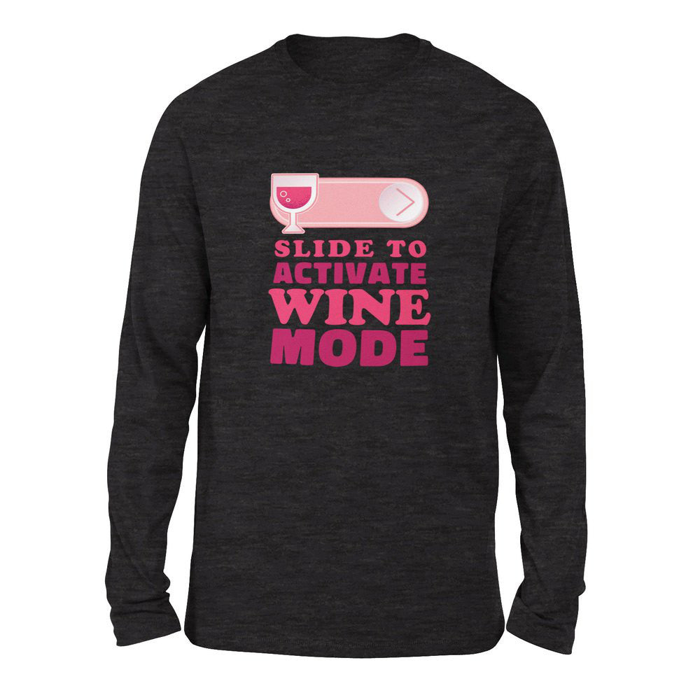 Swipe Right For Wine Mode Men/Unisex Drop Shoulder Sweatshirt in Dark Grey Heather color