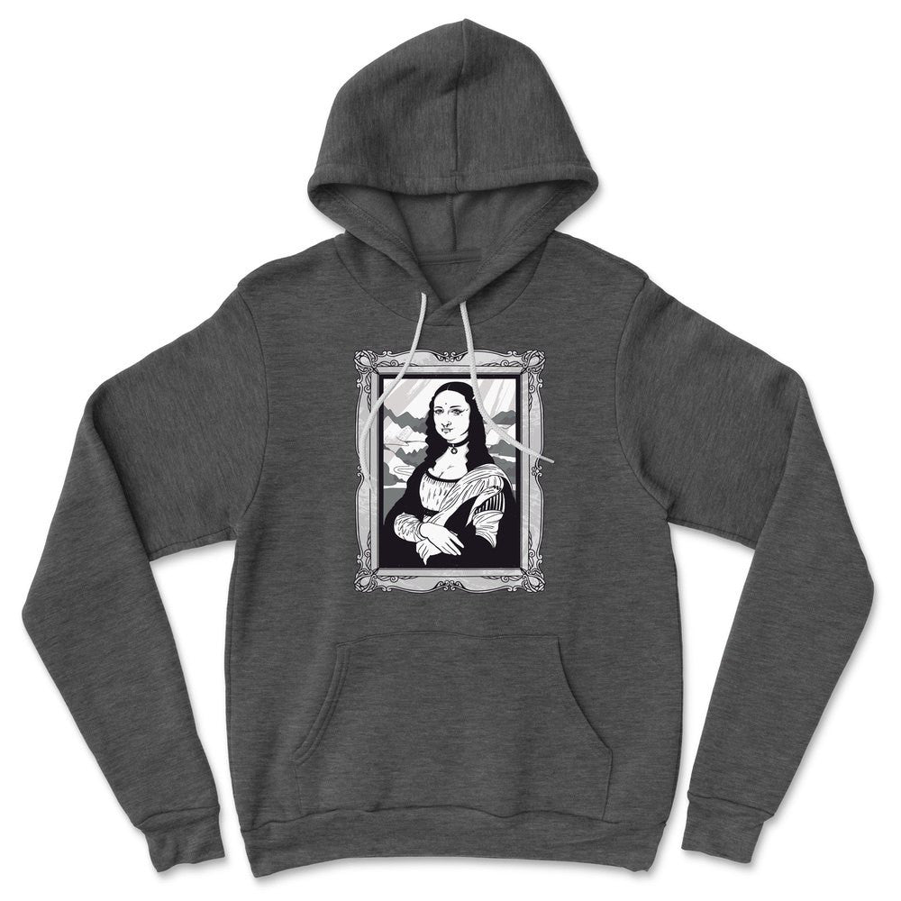 Gothic Monalisa Hoodie in Dark Grey Heather color