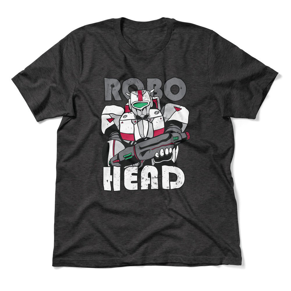 Robo Head Men/Unisex T-Shirt in Dark Grey Heather color