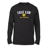 Yale Law, Just Kidding Men/Unisex Drop Shoulder Sweatshirt in Dark Grey Heather color