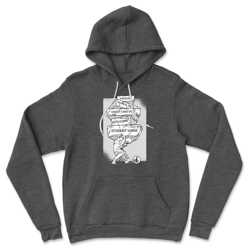 Debt Atlas Hoodie in Dark Grey Heather color