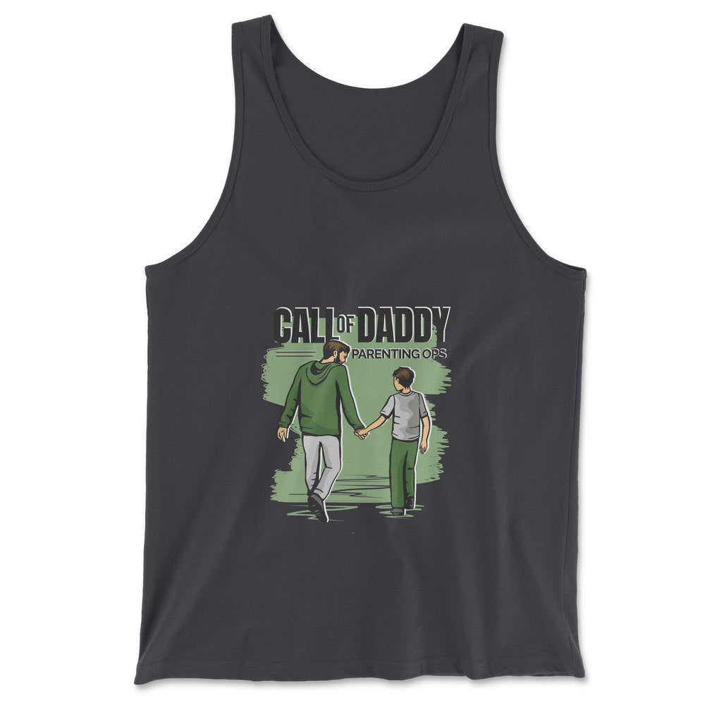 Call Of Daddy Men/Unisex Tank in Dark Grey color