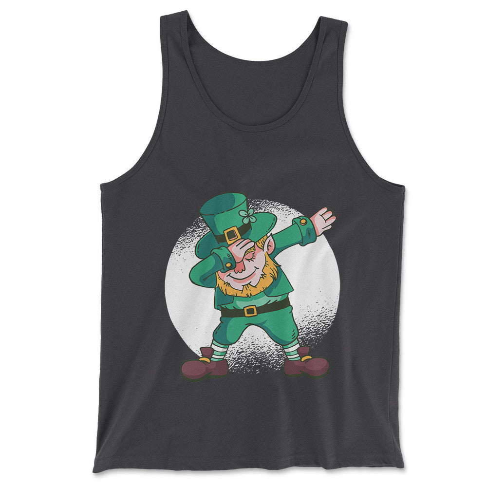 Leprechaun Dabbing Men/Unisex Tank in Dark Grey color