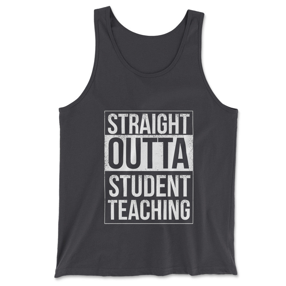 Straight Outta Student Teaching Men/Unisex Tank in Dark Grey color