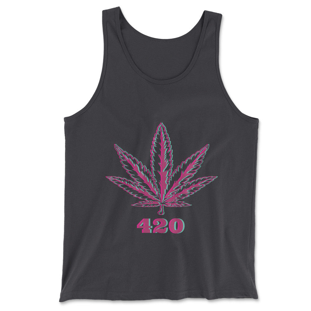 420 Hemp Leaf Men/Unisex Tank in Dark Grey color