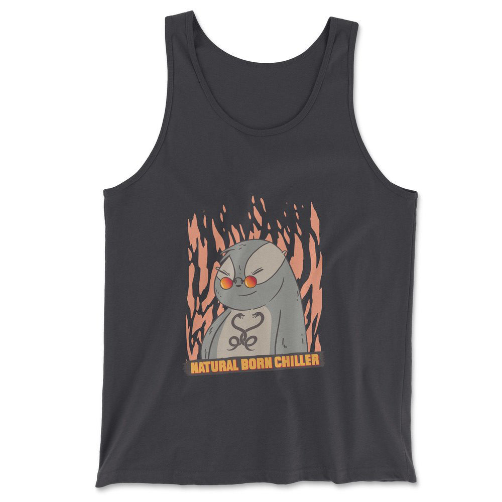 Natural Born Chiller Men/Unisex Tank in Dark Grey color