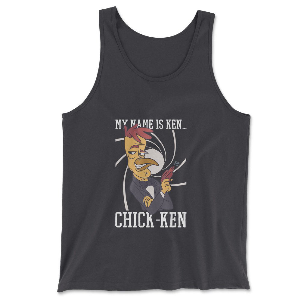 Chicken Spy Men/Unisex Tank in Dark Grey color