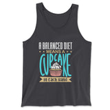 A Balanced Diet Means, A Cake In Each Hand Men/Unisex Tank in Dark Grey color