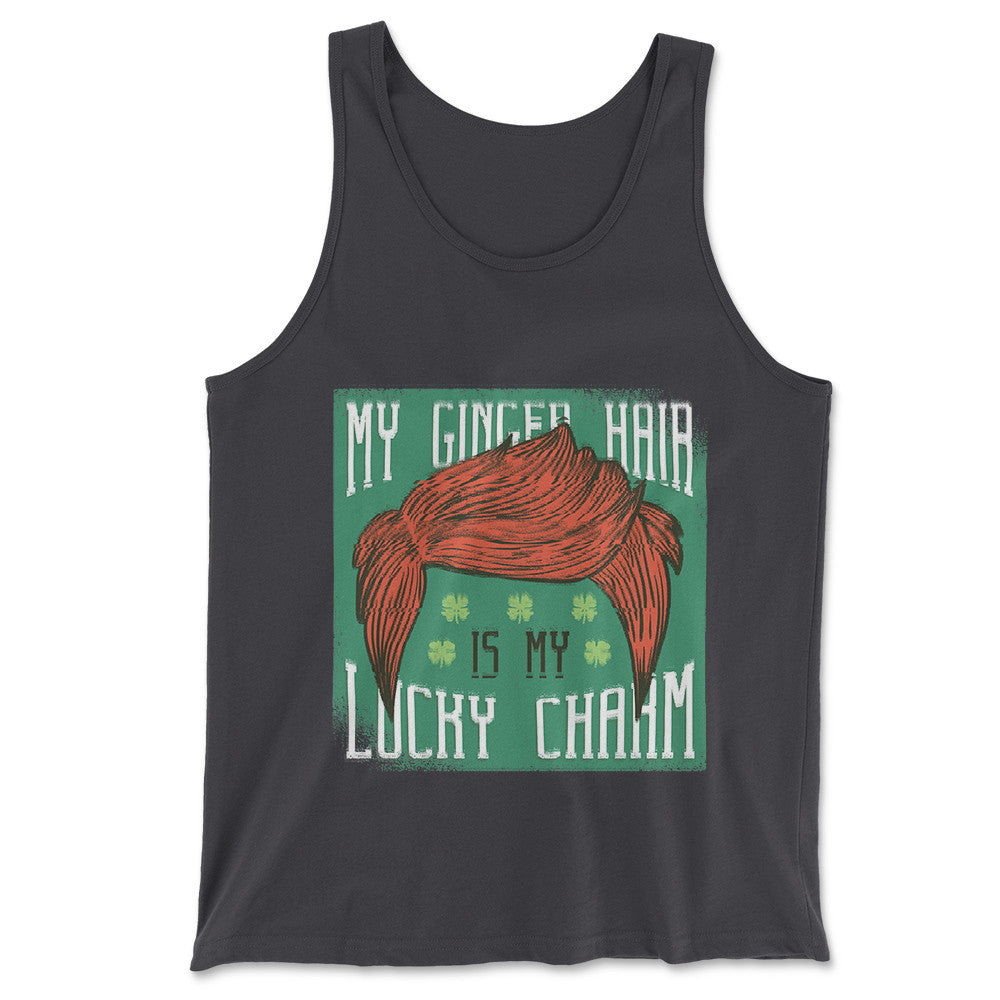 My Ginger Hair Is My Lucky Charm Men/Unisex Tank in Dark Grey color