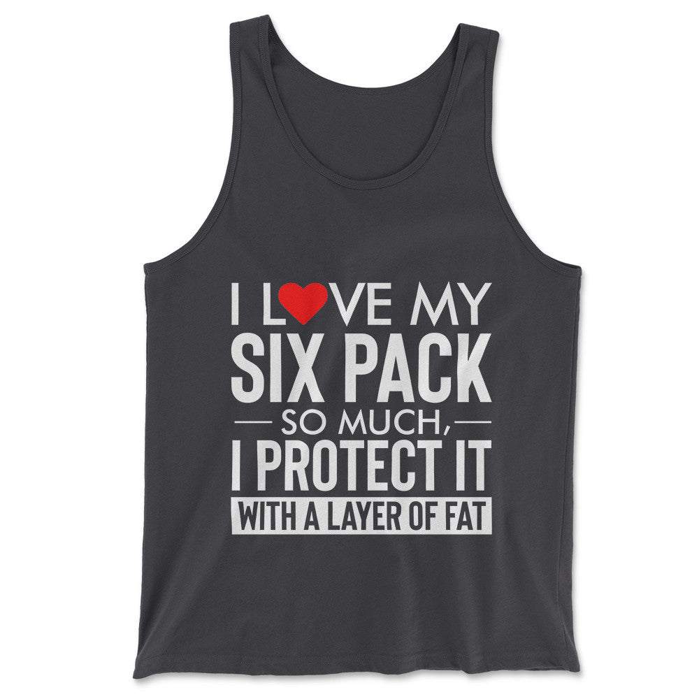 I Love My Six Pack And I Protect It With My Layer Of Fat Men/Unisex Tank in Dark Grey color