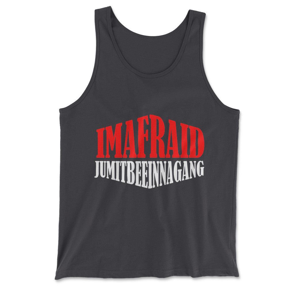 Imafraid Jumitbeeinnagang Men/Unisex Tank in Dark Grey color