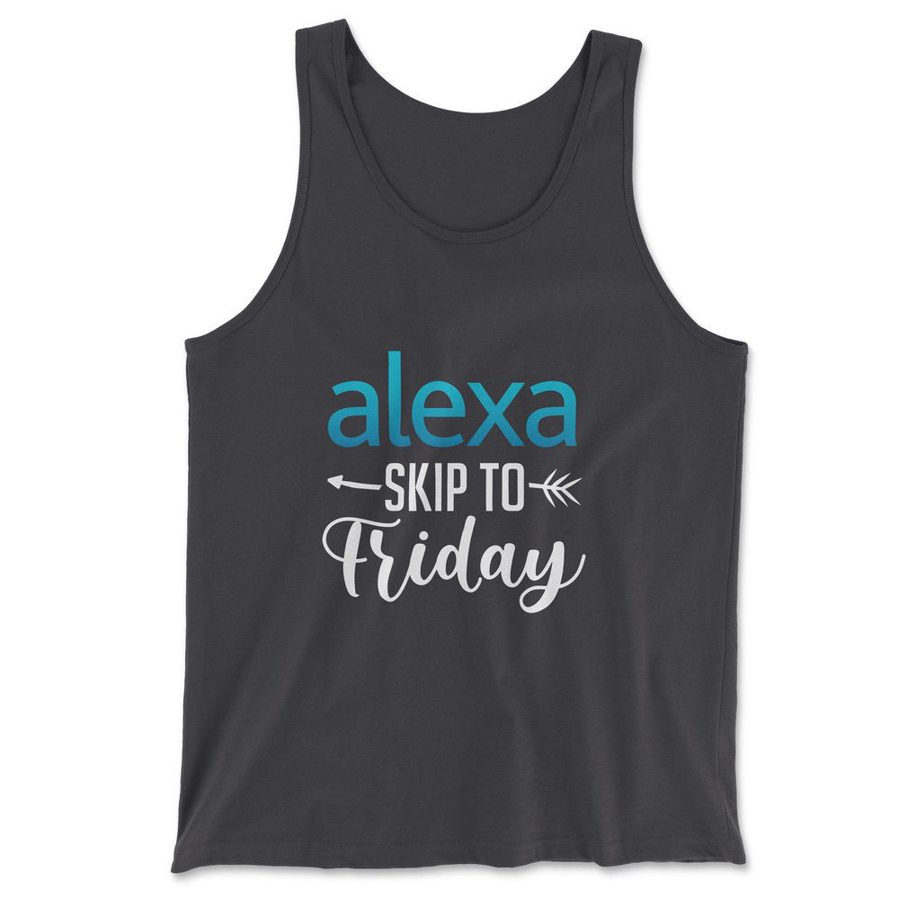 Alexa, Skip To Friday Men/Unisex Tank in Dark Grey color