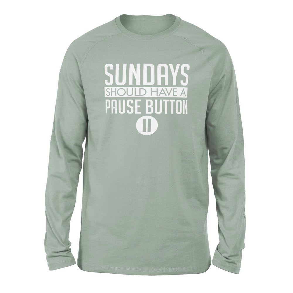 Sundays Should Have A Pause Button Men/Unisex Drop Shoulder Sweatshirt in Dusty Blue color