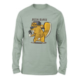 Justin Beaver Men/Unisex Drop Shoulder Sweatshirt in Dusty Blue color