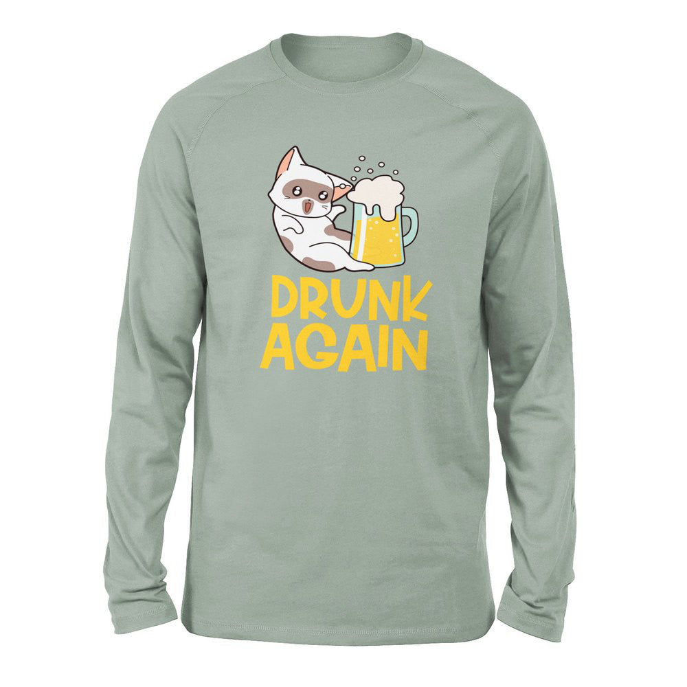 Drunk Again Men/Unisex Drop Shoulder Sweatshirt in Dusty Blue color