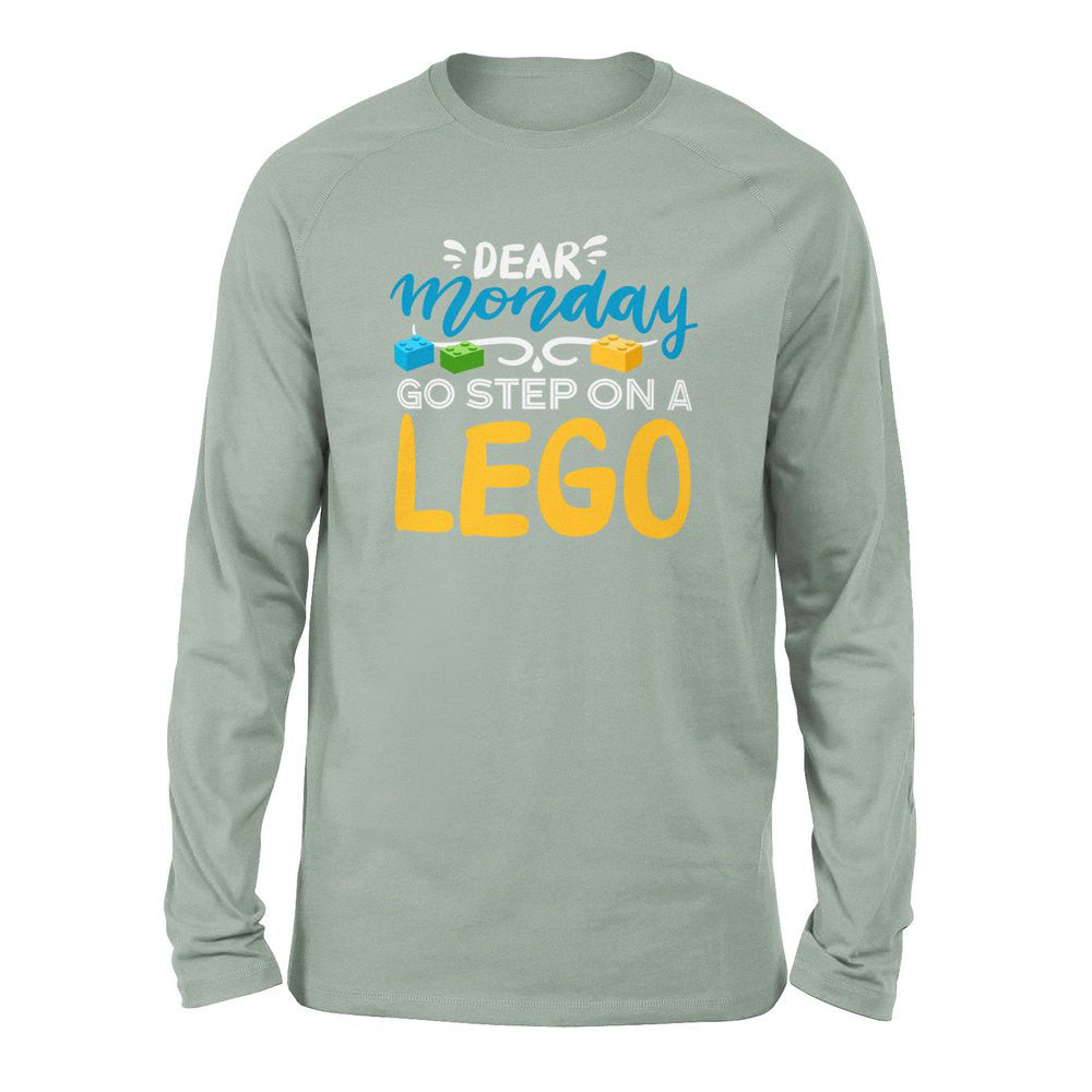 Dear Monday, Go Step On A Lego Men/Unisex Drop Shoulder Sweatshirt in Dusty Blue color