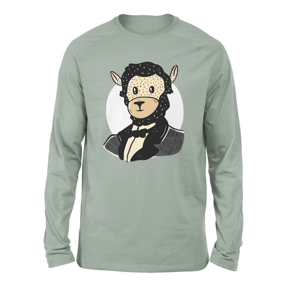 Lincoln Llama Men/Unisex Drop Shoulder Sweatshirt in Dusty Blue color