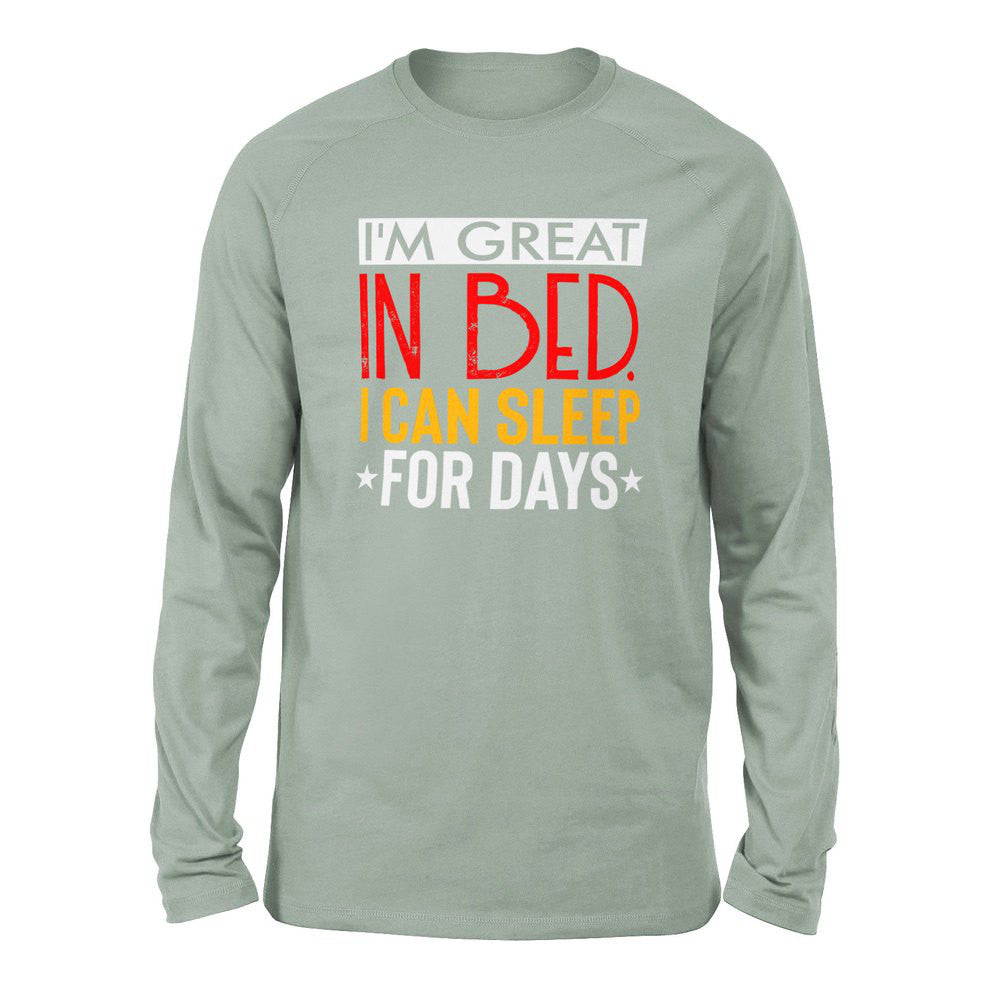 I'm Great In Bed, I Can Sleep For Days Men/Unisex Drop Shoulder Sweatshirt in Dusty Blue color
