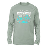 Don't Make Me Use My Teacher Voice Men/Unisex Drop Shoulder Sweatshirt in Dusty Blue color