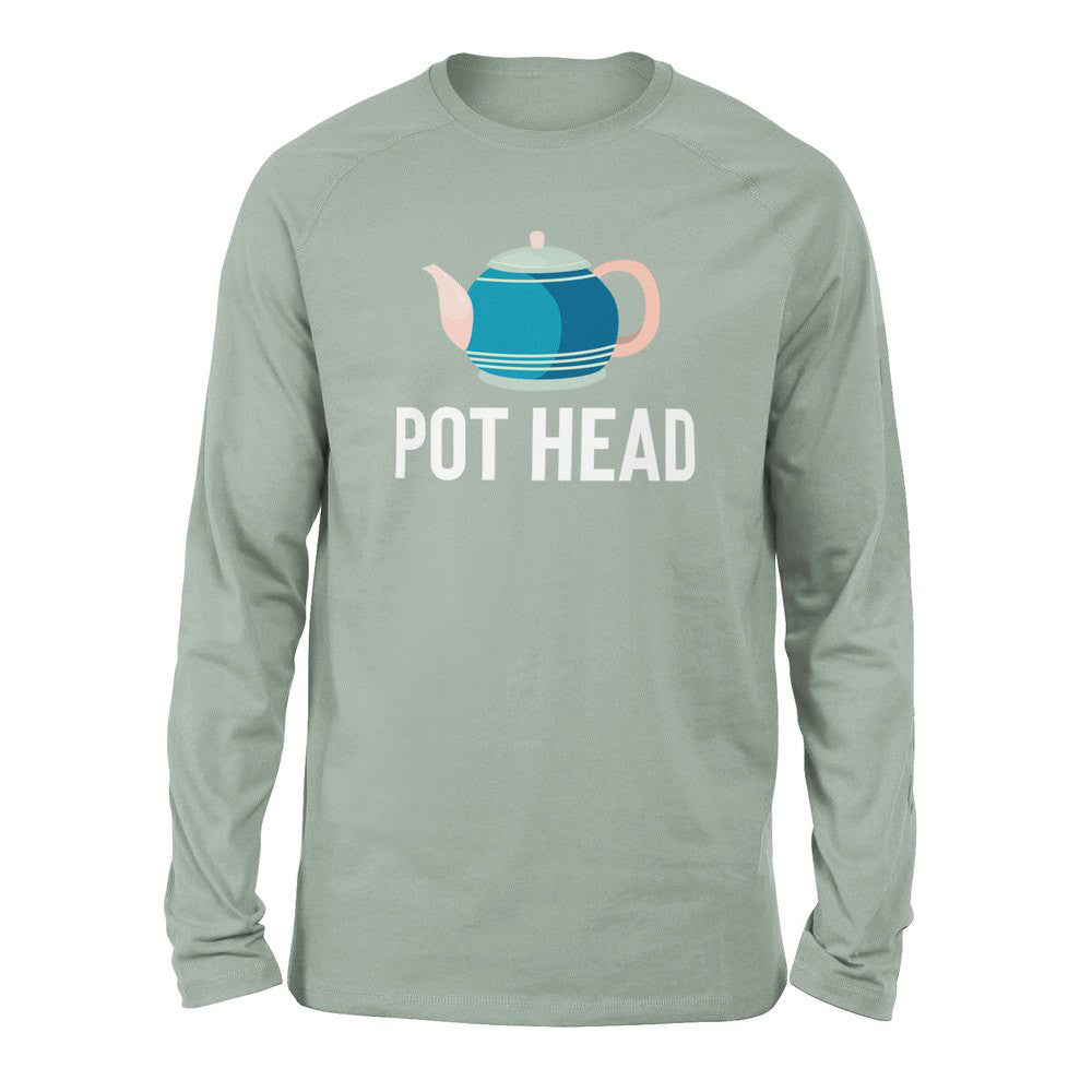 Pot Head Men/Unisex Drop Shoulder Sweatshirt in Dusty Blue color