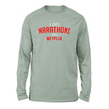 I Do Marathons On Netflix Men/Unisex Drop Shoulder Sweatshirt in Dusty Blue color