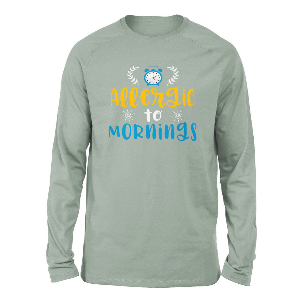 Allergic To Mornings Men/Unisex Drop Shoulder Sweatshirt in Dusty Blue color