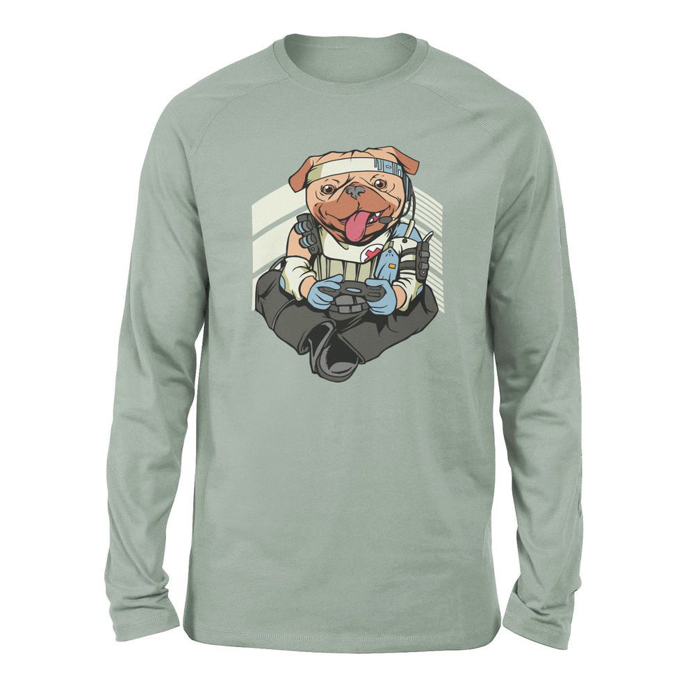 Lifeline Pug Apex Gamer Men/Unisex Drop Shoulder Sweatshirt in Dusty Blue color