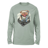 Lifeline Pug Apex Gamer Men/Unisex Drop Shoulder Sweatshirt in Dusty Blue color