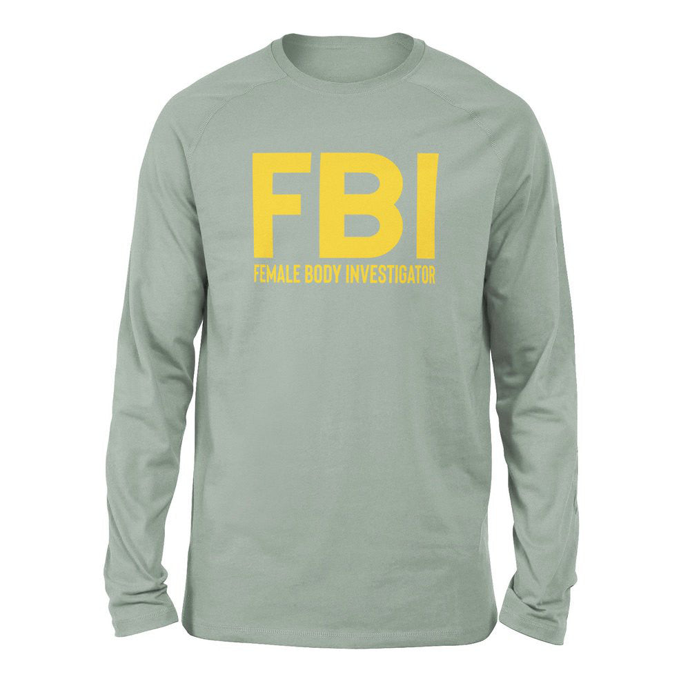FBI - Female Body Investigator Men/Unisex Drop Shoulder Sweatshirt in Dusty Blue color