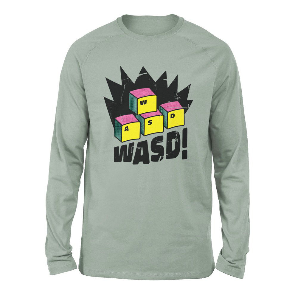 WASD Keyboard For Gamers Men/Unisex Drop Shoulder Sweatshirt in Dusty Blue color