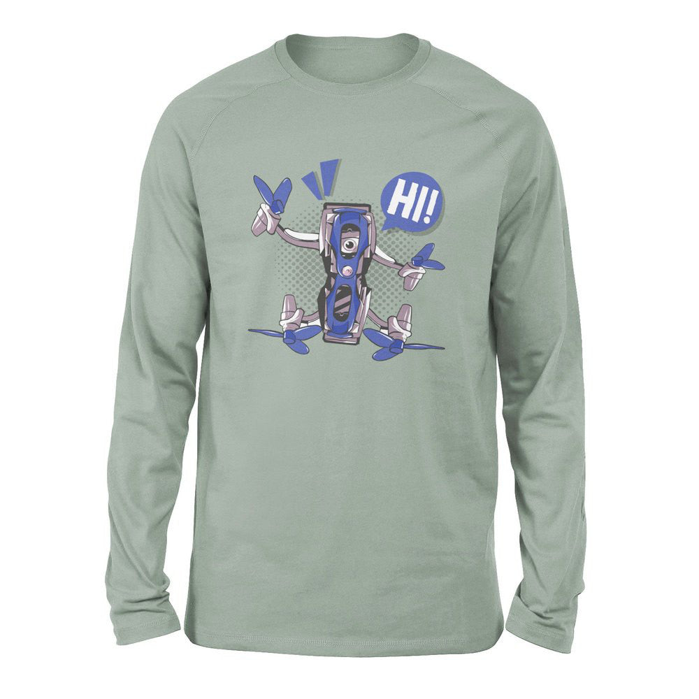 Quadcopter Robot Men/Unisex Drop Shoulder Sweatshirt in Dusty Blue color