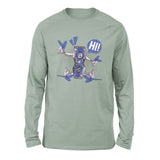 Quadcopter Robot Men/Unisex Drop Shoulder Sweatshirt in Dusty Blue color
